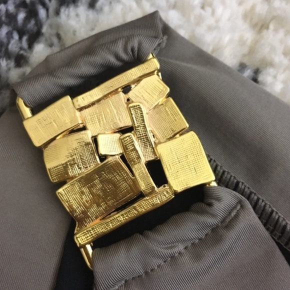 TRINA TURK SWIMWEAR 'MAYAN' TAUPE/BLACK COLOR BLOCK BOTTOMS SIZE 8 NWT - Picture 2 of 5